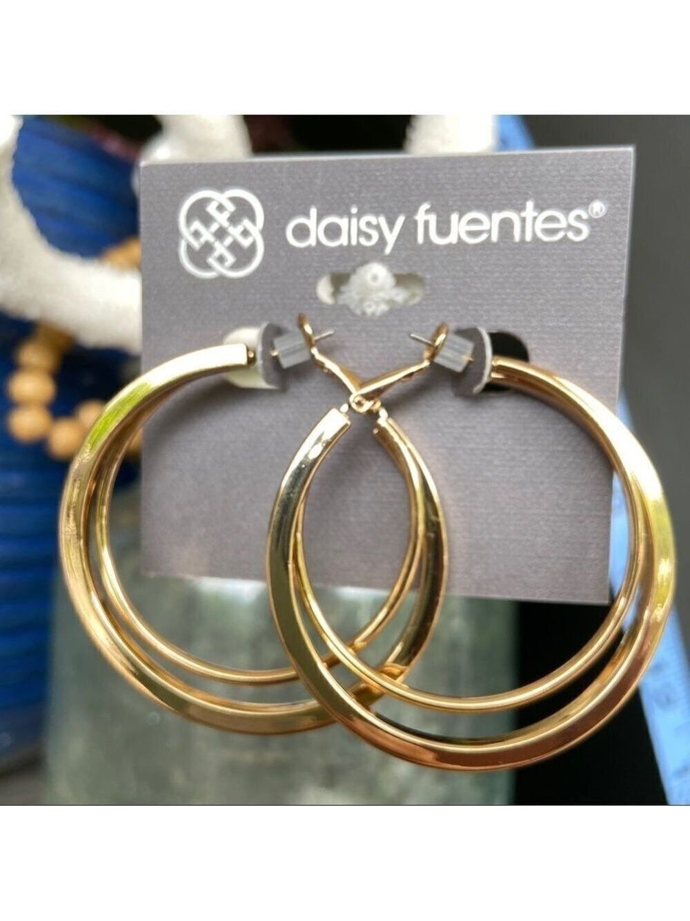 Gold Double Hoop  Daisy Fuentes Fashion Earrings $16ea / 3 for $25